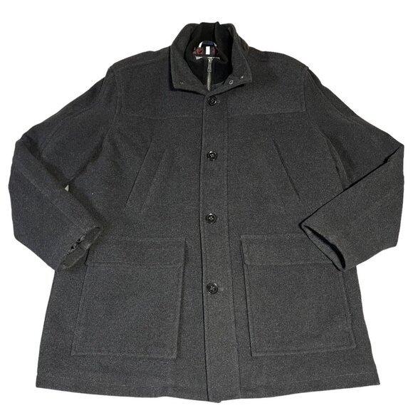 Cole Haan Men XXL Wool Blend Plush Car Solid Coat Zip Button Front Charcoal Grey - Picture 2 of 16